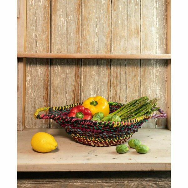 Palacedesigns Colorful Braided Jute Centerpiece Basket with Handles PA3089079